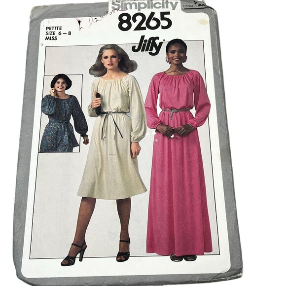 Simplicity 8265 Jiffy Sewing Pattern Miss Petite Size 6-8 Scoop Neck Loose-Fitti - Picture 1 of 2